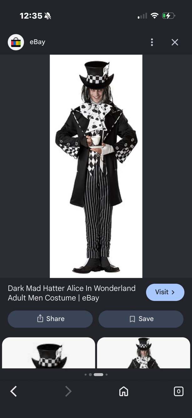 California Costumes Dark Mad Hatter Size Large
